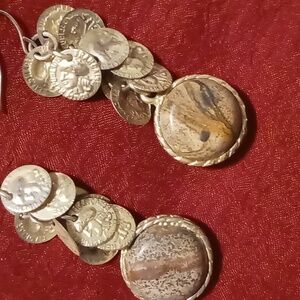 Macy's Francis Republic faux coin and genuine agate stone in gold tone.